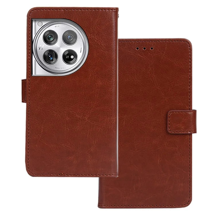 IDEWEI For OnePlus 12 5G Leather Wallet Phone Case Crazy Horse Pattern