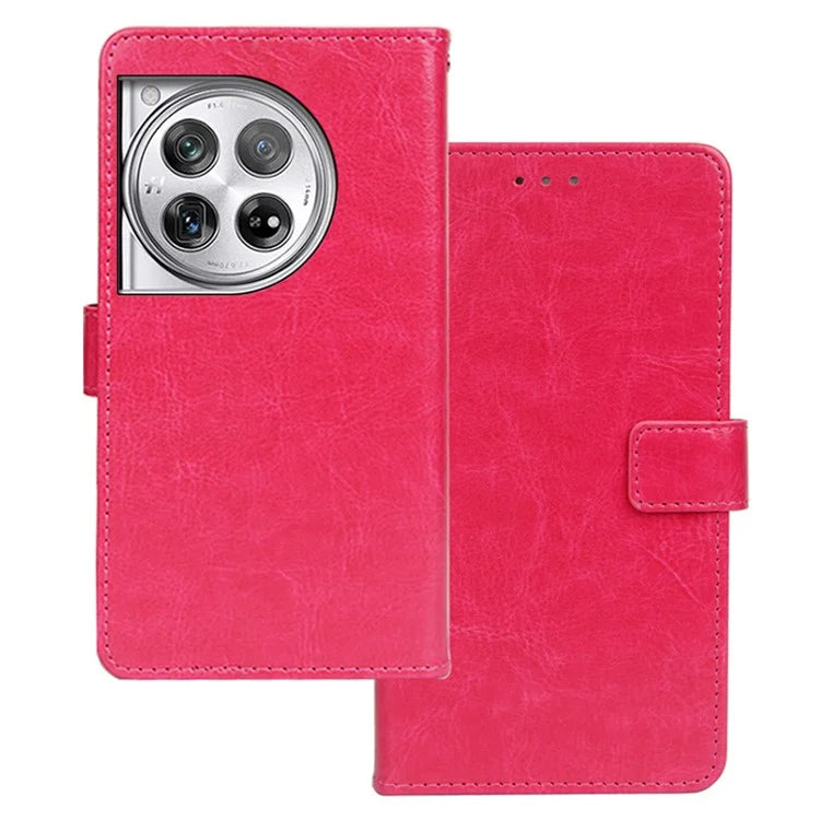 IDEWEI For OnePlus 12 5G Leather Wallet Phone Case Crazy Horse Pattern