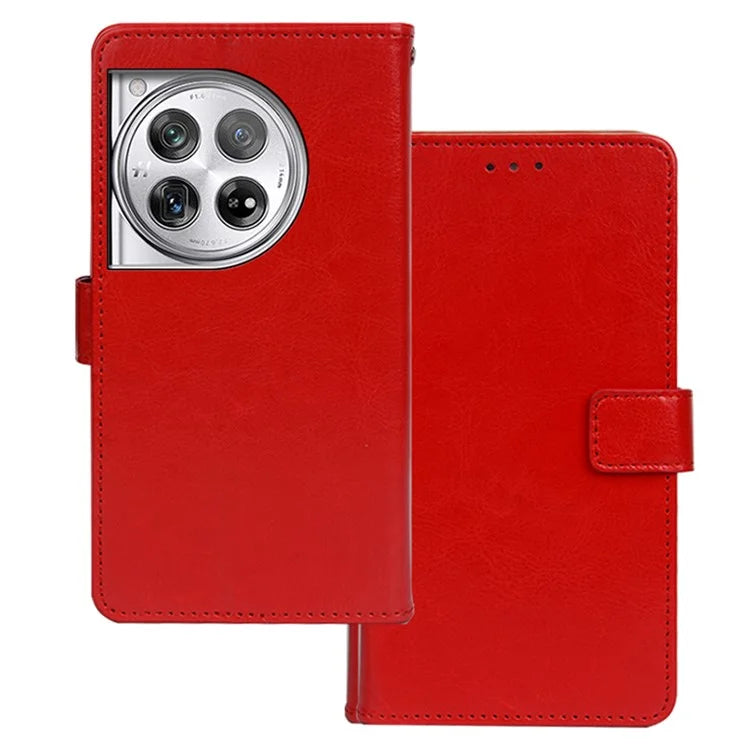 IDEWEI For OnePlus 12 5G Leather Wallet Phone Case Crazy Horse Pattern