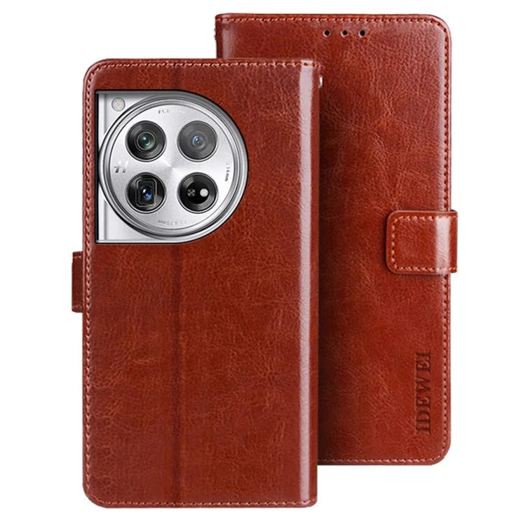 IDEWEI For OnePlus 12 5G Wallet Case Crazy Horse Pattern Folio Flip Leather Cover