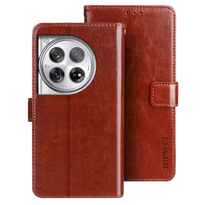 IDEWEI For OnePlus 12 5G Wallet Case Crazy Horse Pattern Folio Flip Leather Cover