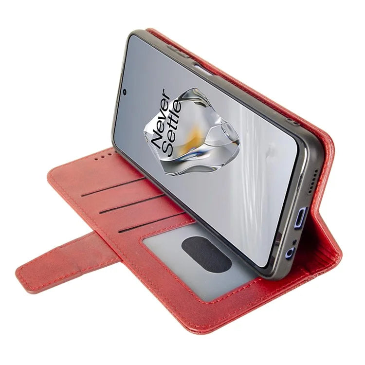 IDEWEI For OnePlus 12 5G Magnetic Case Leather	Calf Texture Shockproof Wallet Phone Cover