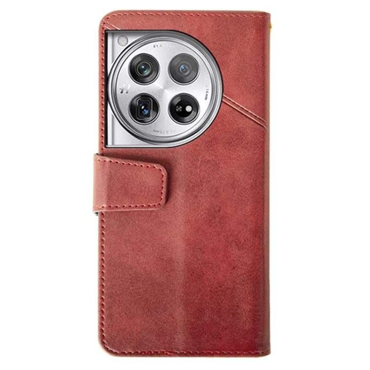 IDEWEI For OnePlus 12 5G Magnetic Case Leather	Calf Texture Shockproof Wallet Phone Cover