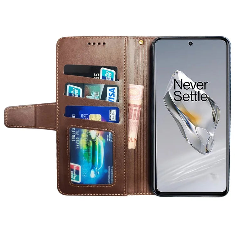 IDEWEI For OnePlus 12 5G Magnetic Case Leather	Calf Texture Shockproof Wallet Phone Cover