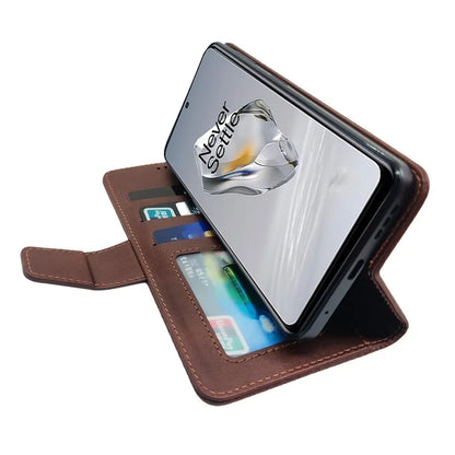 IDEWEI For OnePlus 12 5G Magnetic Case Leather	Calf Texture Shockproof Wallet Phone Cover