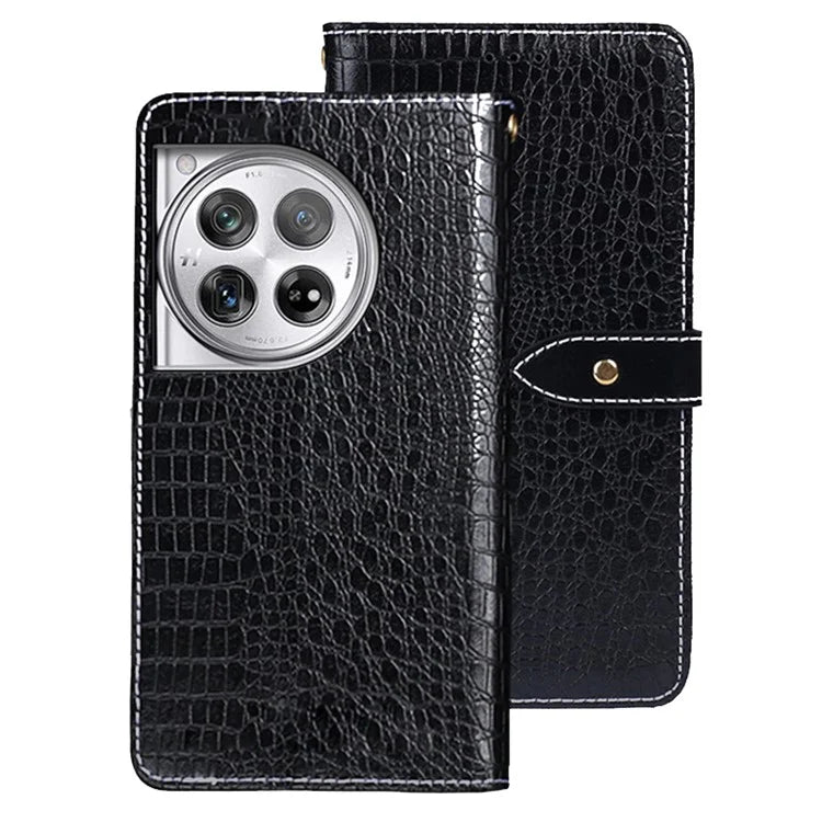 IDEWEI For OnePlus 12 5G Leather Phone Case Crocodile Texture Stand Wallet