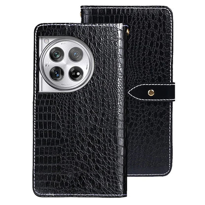 IDEWEI For OnePlus 12 5G Leather Phone Case Crocodile Texture Stand Wallet