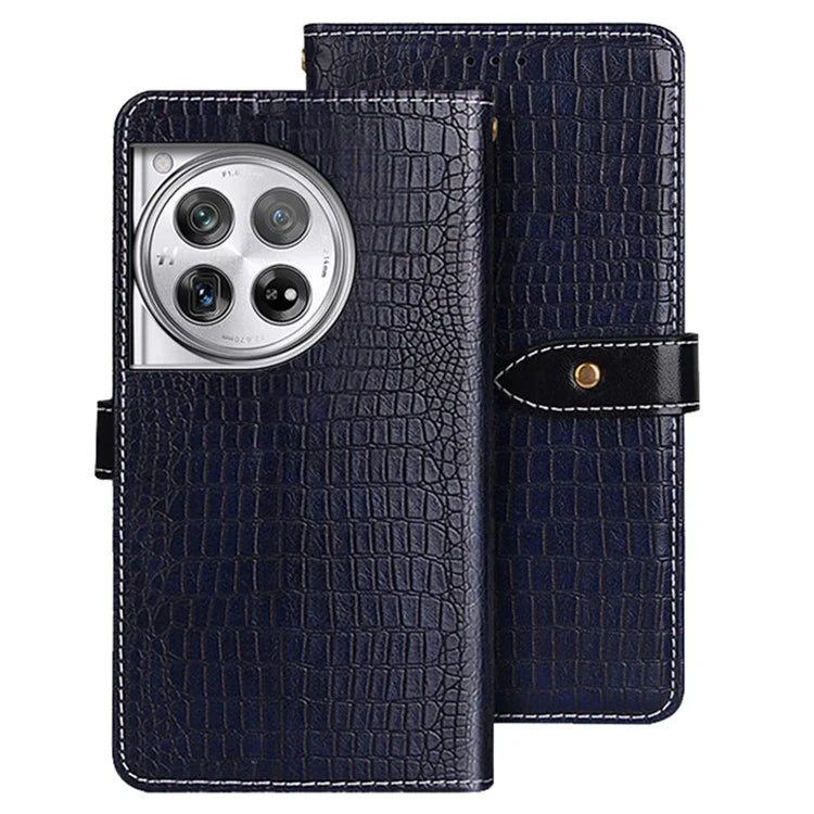 IDEWEI For OnePlus 12 5G Leather Phone Case Crocodile Texture Stand Wallet