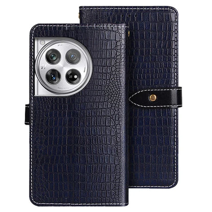 IDEWEI For OnePlus 12 5G Leather Phone Case Crocodile Texture Stand Wallet