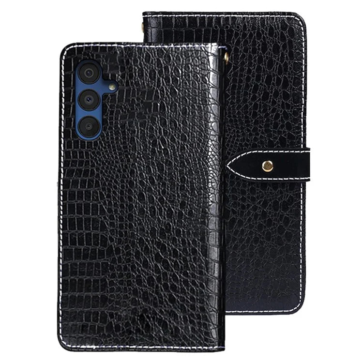 IDEWEI For Samsung Galaxy A15 5G Leather Case with Crocodile Texture Phone Wallet Cover