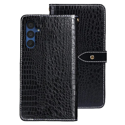 IDEWEI For Samsung Galaxy A15 5G Leather Case with Crocodile Texture Phone Wallet Cover