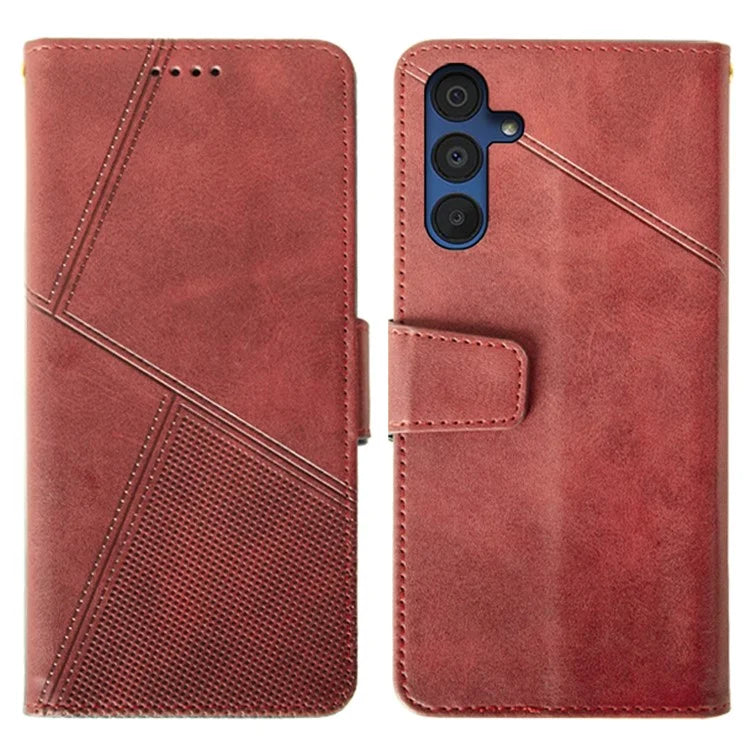 IDEWEI For Samsung Galaxy A15 5G Case Classic Calf Texture PU Leather Phone Stand Cover