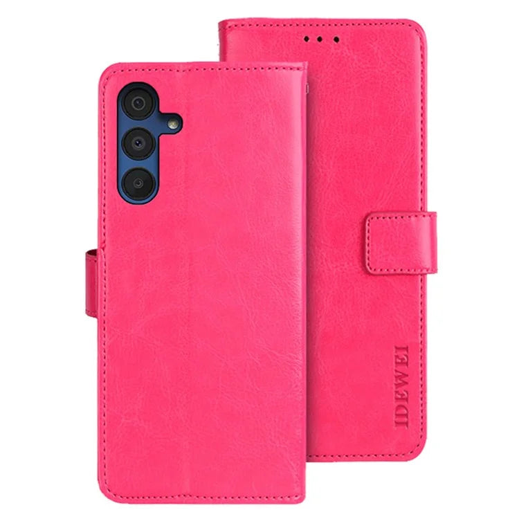 IDEWEI For Samsung Galaxy A15 5G Case Crazy Horse Texture Leather Wallet Cover