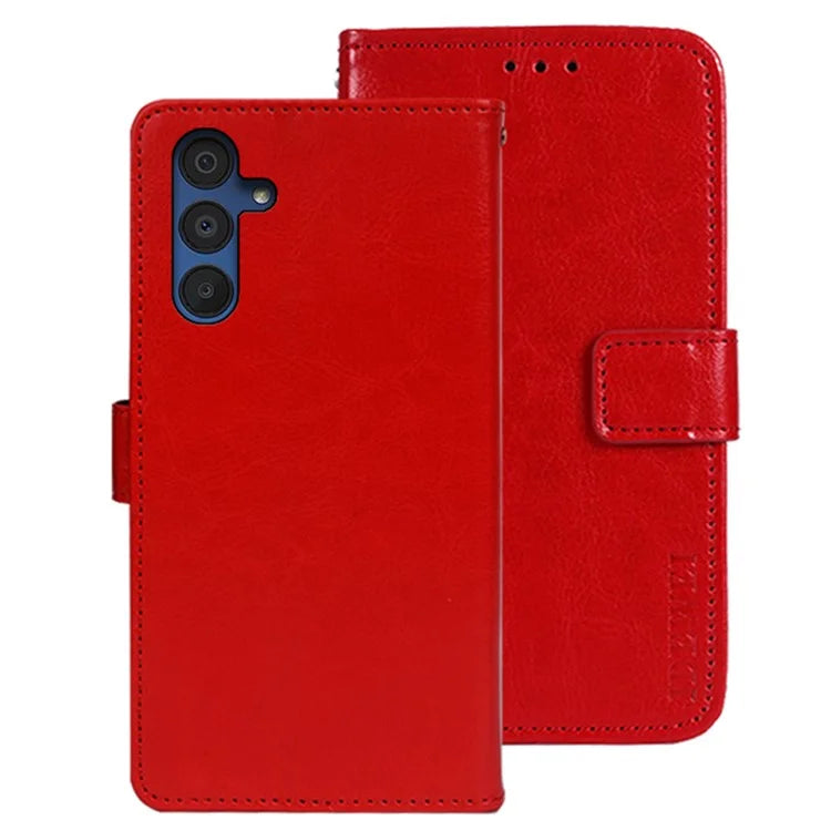 IDEWEI For Samsung Galaxy A15 5G Case Crazy Horse Texture Leather Wallet Cover