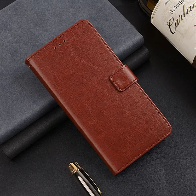 IDEWEI For ZTE Axon 50 Lite Wallet Case Crazy Horse Pattern Leather Cover
