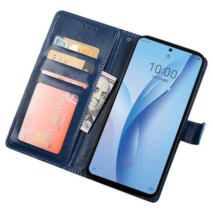 IDEWEI For ZTE Axon 50 Lite Wallet Case Crazy Horse Pattern Leather Cover
