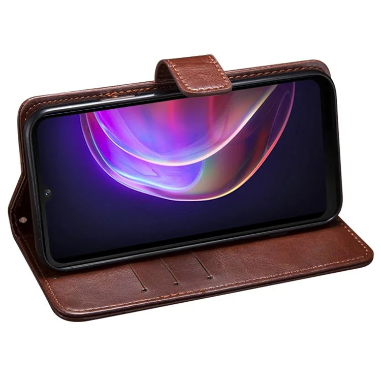 IDEWEI For vivo X100 Pro 5G Phone Case Crazy Horse Pattern Flip Phone Wallet Cover