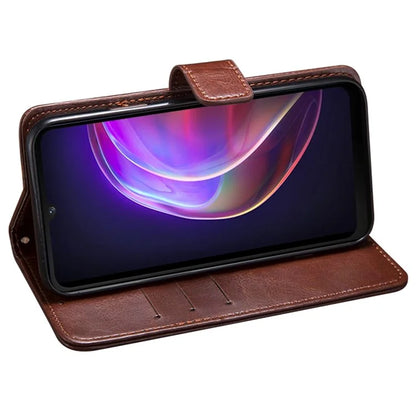 IDEWEI For vivo X100 Pro 5G Phone Case Crazy Horse Pattern Flip Phone Wallet Cover