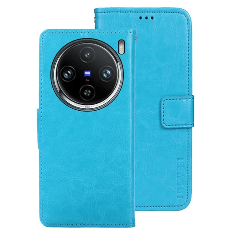 IDEWEI For vivo X100 Pro 5G Phone Case Crazy Horse Pattern Flip Phone Wallet Cover
