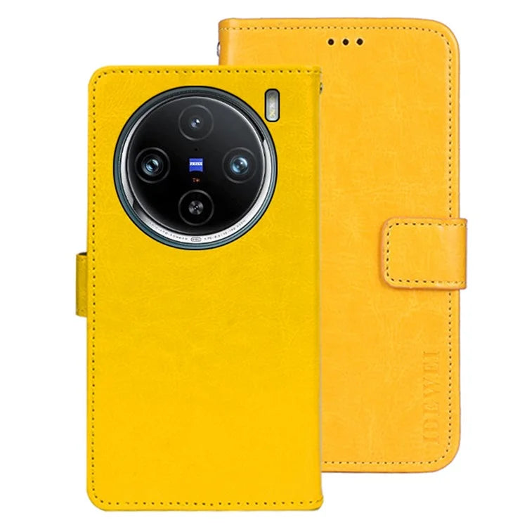 IDEWEI For vivo X100 Pro 5G Phone Case Crazy Horse Pattern Flip Phone Wallet Cover