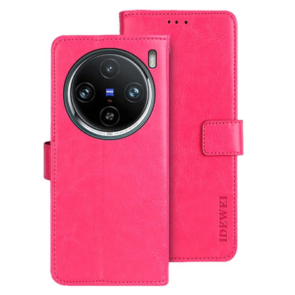 IDEWEI For vivo X100 Pro 5G Phone Case Crazy Horse Pattern Flip Phone Wallet Cover