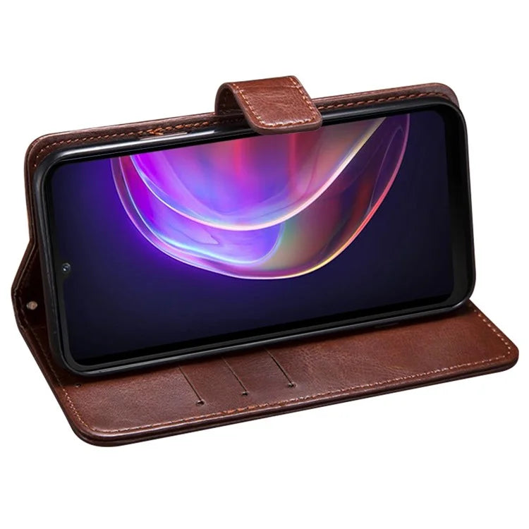 IDEWEI For vivo X100 Pro 5G Phone Case Crazy Horse Pattern Flip Phone Wallet Cover