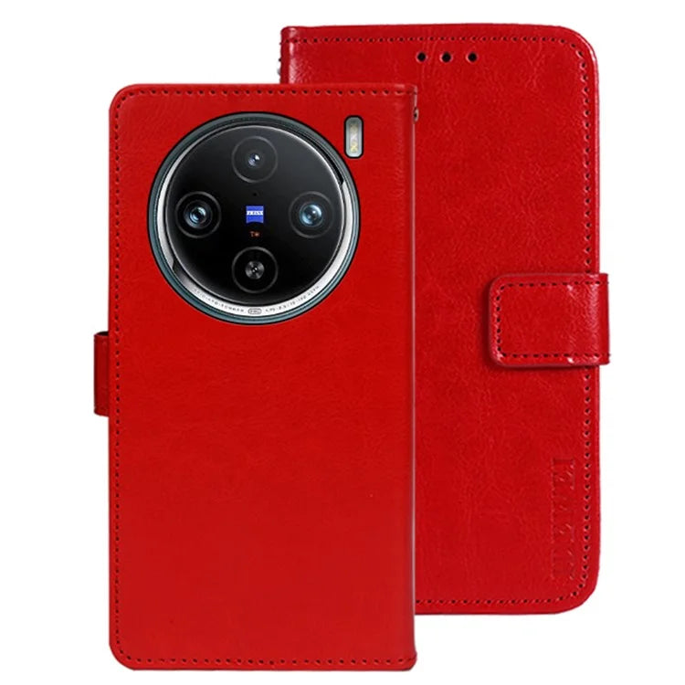IDEWEI For vivo X100 Pro 5G Phone Case Crazy Horse Pattern Flip Phone Wallet Cover