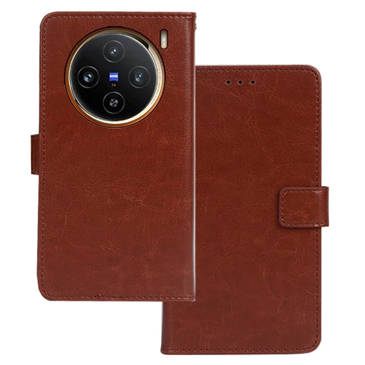 IDEWEI For vivo X100 5G Crazy Horse Leather Case Phone Wallet Stand