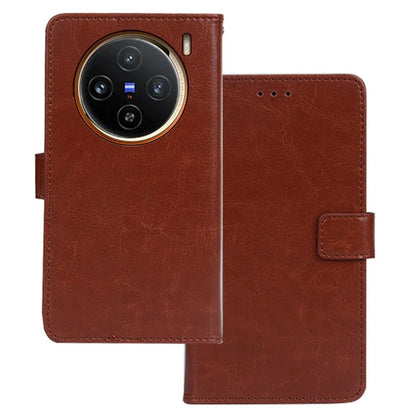 IDEWEI For vivo X100 5G Crazy Horse Leather Case Phone Wallet Stand