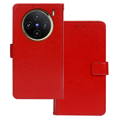 IDEWEI For vivo X100 5G Crazy Horse Leather Case Phone Wallet Stand