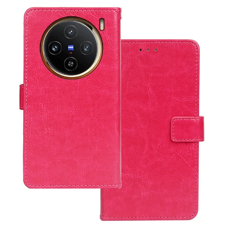 IDEWEI For vivo X100 5G Crazy Horse Leather Case Phone Wallet Stand