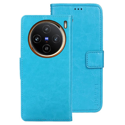 IDEWEI For vivo X100 5G Phone Leather Flip Case Wallet Stand Crazy Horse Texture