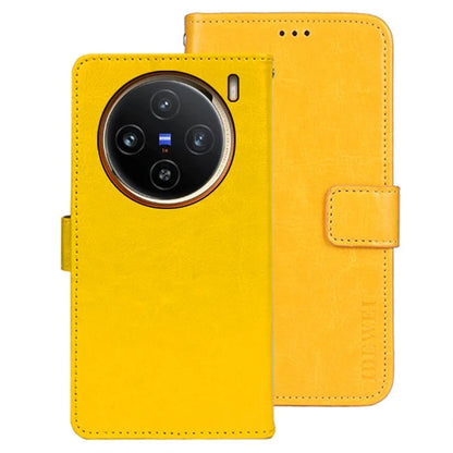 IDEWEI For vivo X100 5G Phone Leather Flip Case Wallet Stand Crazy Horse Texture