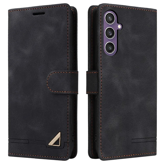 007 Series For Samsung Galaxy S23 FE Magnetic Case Leather Skin-touch Cover with Card Holder