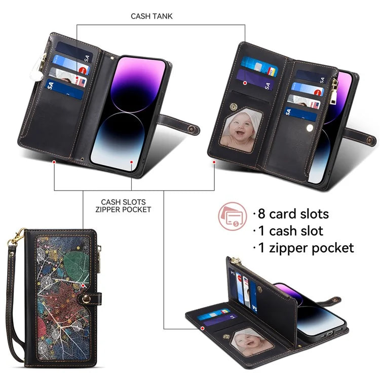 ESEBLE Galaxy Series For Samsung Galaxy A55 5G Leather Case Wallet Stand Cover with Strap