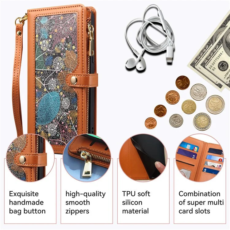 ESEBLE Galaxy Series For Samsung Galaxy A55 5G Leather Case Wallet Stand Cover with Strap
