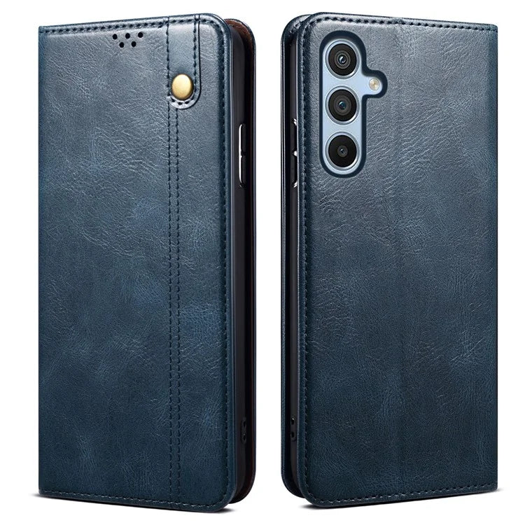 For Samsung Galaxy A55 5G Case Wallet Stand Leather Cover Waxy Crazy Horse Texture