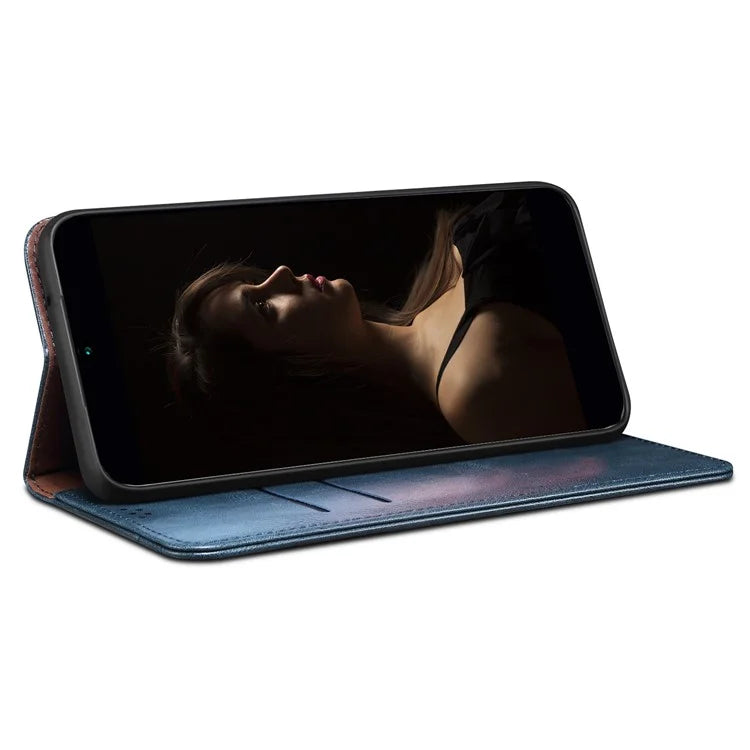 For Samsung Galaxy A55 5G Case Wallet Stand Leather Cover Waxy Crazy Horse Texture