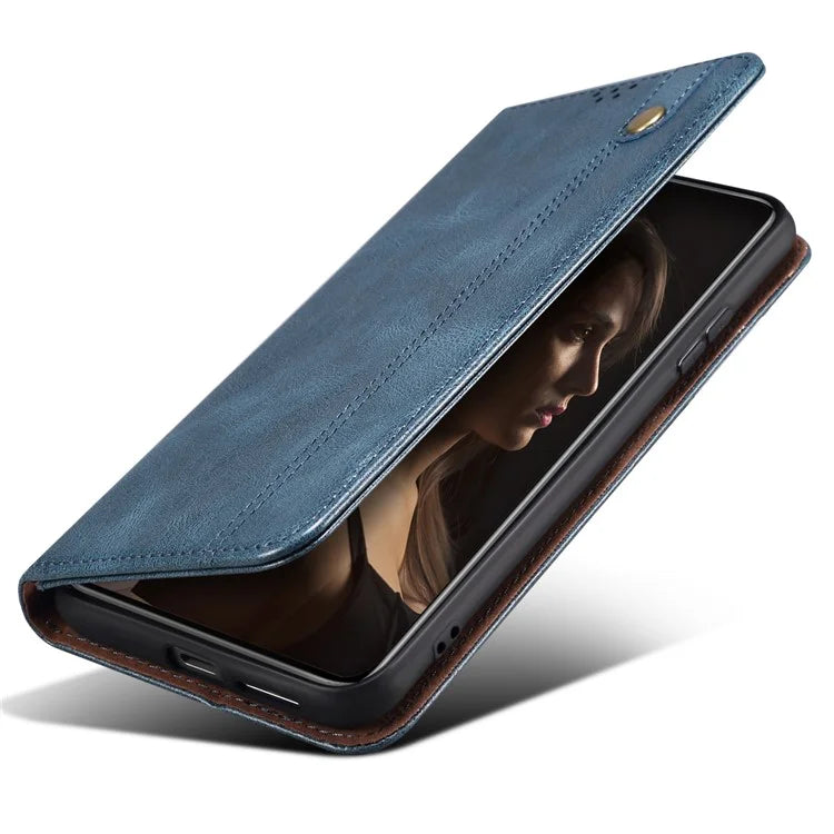 For Samsung Galaxy A55 5G Case Wallet Stand Leather Cover Waxy Crazy Horse Texture