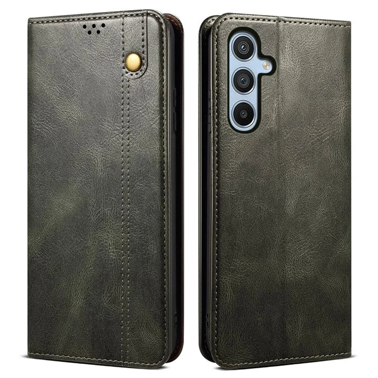For Samsung Galaxy A55 5G Case Wallet Stand Leather Cover Waxy Crazy Horse Texture