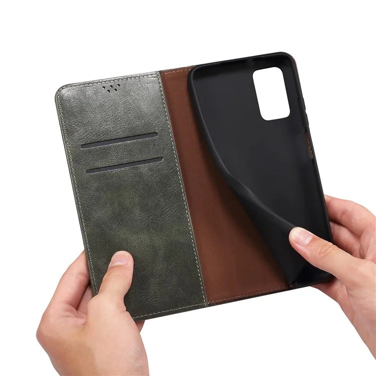 For Samsung Galaxy A55 5G Case Wallet Stand Leather Cover Waxy Crazy Horse Texture