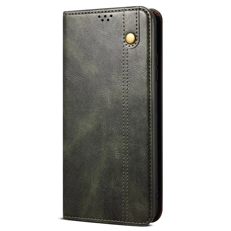 For Samsung Galaxy A55 5G Case Wallet Stand Leather Cover Waxy Crazy Horse Texture