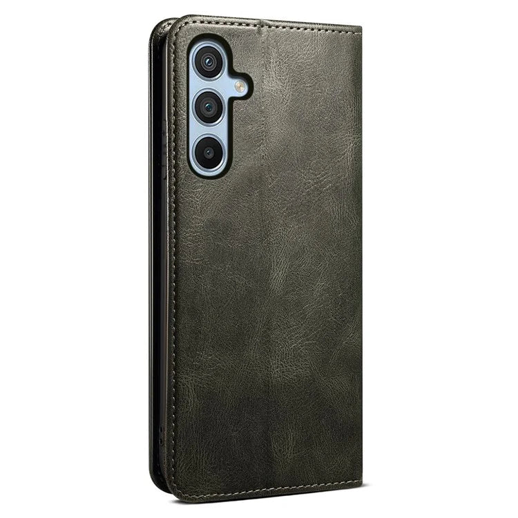For Samsung Galaxy A55 5G Case Wallet Stand Leather Cover Waxy Crazy Horse Texture
