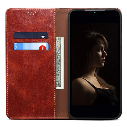 For Samsung Galaxy A55 5G Case Wallet Stand Leather Cover Waxy Crazy Horse Texture