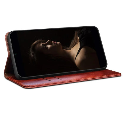 For Samsung Galaxy A55 5G Case Wallet Stand Leather Cover Waxy Crazy Horse Texture