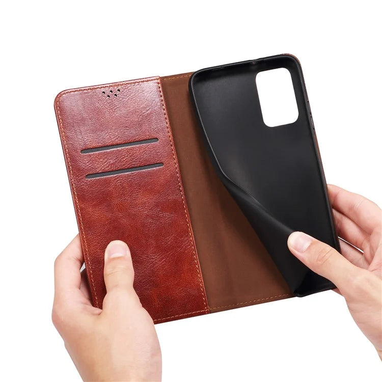 For Samsung Galaxy A55 5G Case Wallet Stand Leather Cover Waxy Crazy Horse Texture