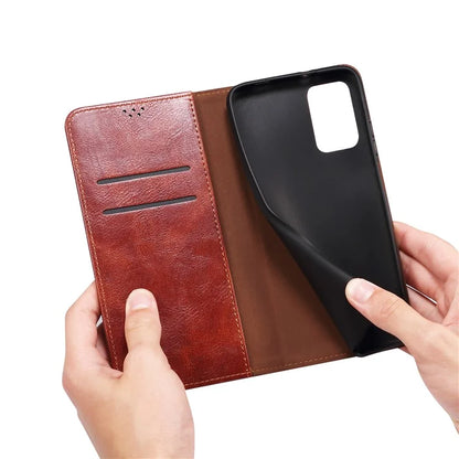 For Samsung Galaxy A55 5G Case Wallet Stand Leather Cover Waxy Crazy Horse Texture