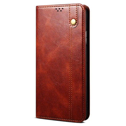 For Samsung Galaxy A55 5G Case Wallet Stand Leather Cover Waxy Crazy Horse Texture