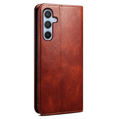 For Samsung Galaxy A55 5G Case Wallet Stand Leather Cover Waxy Crazy Horse Texture