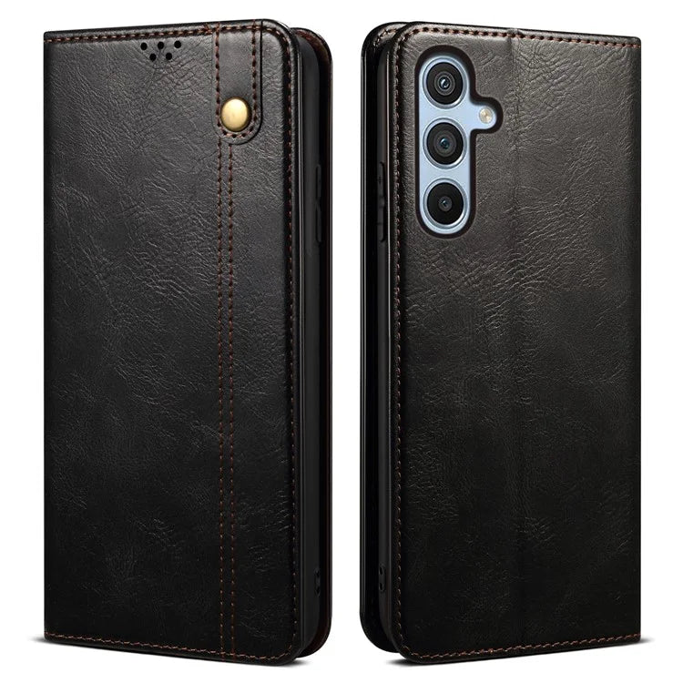 For Samsung Galaxy A55 5G Case Wallet Stand Leather Cover Waxy Crazy Horse Texture